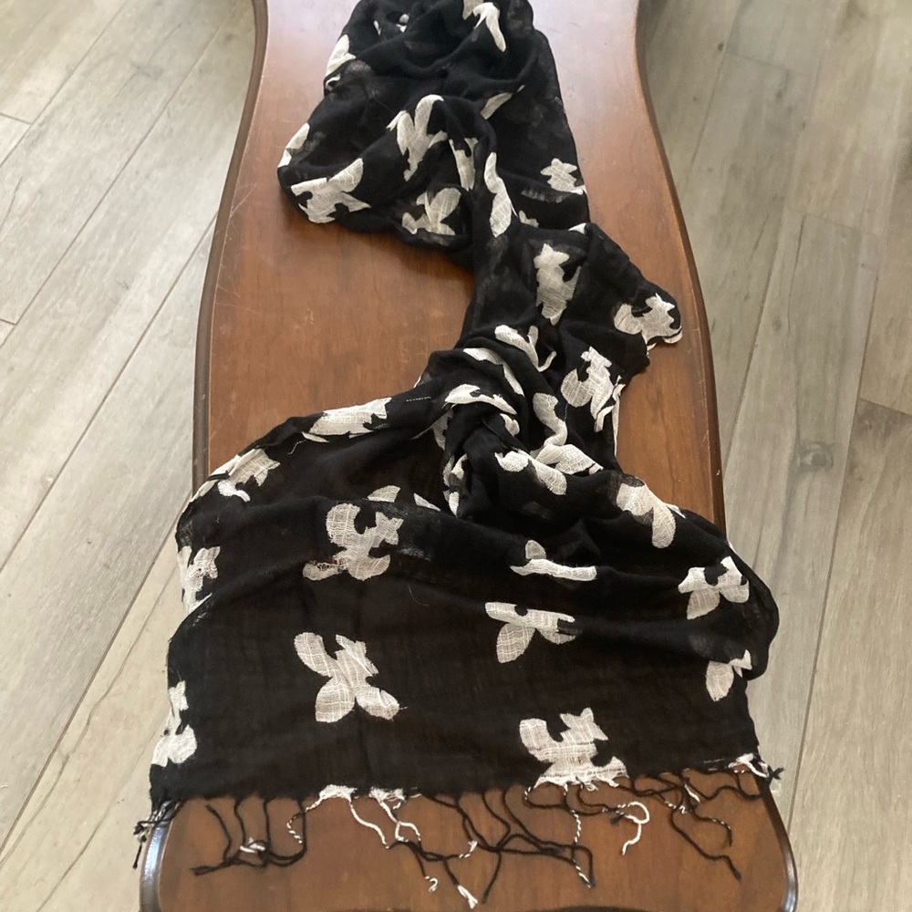 Elegant Black and White Floral Scarf